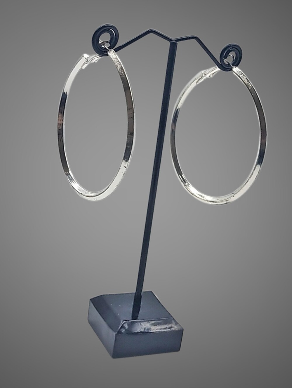Large Silver Hoop Earrings - Classic Metal Hoops